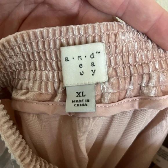 Blush Pink Crushed Velvet Midi Skirt - Picture 2 of 4